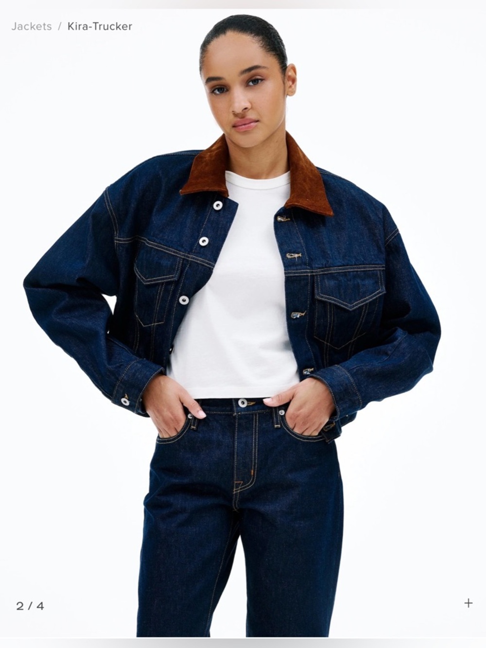 SLVRLAKE Kira Curve Sleeve Trucker Jacket in Midnight Mile - BNWT - size S